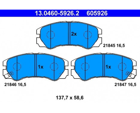 Bromsbeläggssats, skivbroms 13.0460-5926.2 ATE