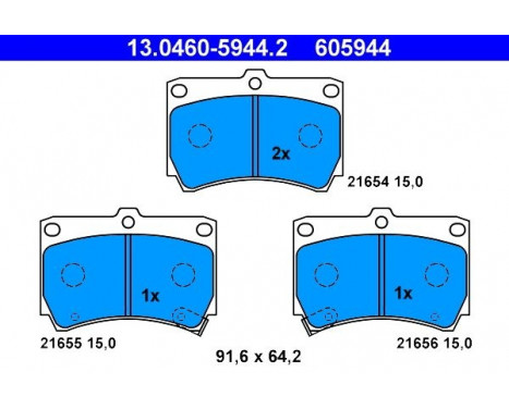 Bromsbeläggssats, skivbroms 13.0460-5944.2 ATE, bild 2