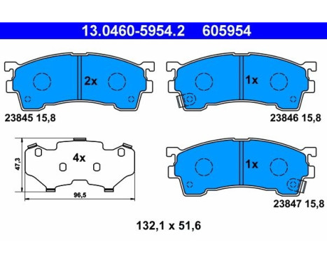 Bromsbeläggssats, skivbroms 13.0460-5954.2 ATE, bild 2
