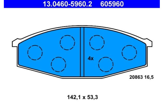 Bromsbeläggssats, skivbroms 13.0460-5960.2 ATE