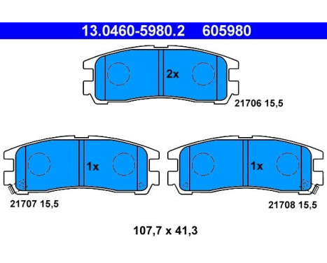 Bromsbeläggssats, skivbroms 13.0460-5980.2 ATE