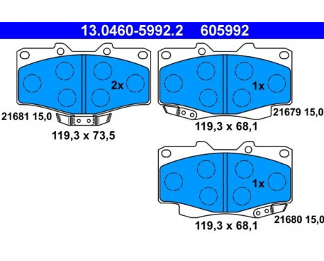 Bromsbeläggssats, skivbroms 13.0460-5992.2 ATE, bild 2