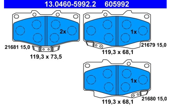 Bromsbeläggssats, skivbroms 13.0460-5992.2 ATE, bild 2