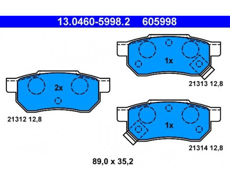 Bromsbeläggssats, skivbroms 13.0460-5998.2 ATE, bild 2