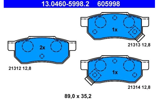 Bromsbeläggssats, skivbroms 13.0460-5998.2 ATE, bild 2