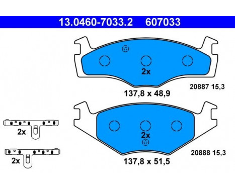 Bromsbeläggssats, skivbroms 13.0460-7033.2 ATE, bild 2