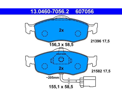 Bromsbeläggssats, skivbroms 13.0460-7056.2 ATE, bild 2
