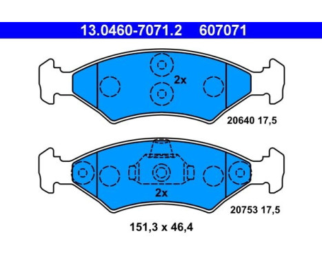 Bromsbeläggssats, skivbroms 13.0460-7071.2 ATE
