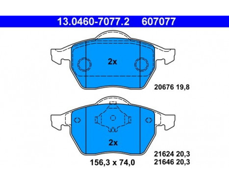 Bromsbeläggssats, skivbroms 13.0460-7077.2 ATE, bild 2