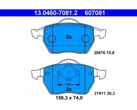 Bromsbeläggssats, skivbroms 13.0460-7081.2 ATE, bild 2