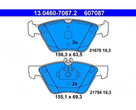 Bromsbeläggssats, skivbroms 13.0460-7087.2 ATE, bild 2