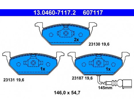 Bromsbeläggssats, skivbroms 13.0460-7117.2 ATE, bild 2