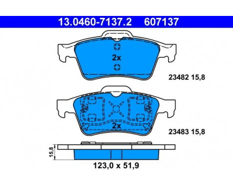 Bromsbeläggssats, skivbroms 13.0460-7137.2 ATE, bild 2