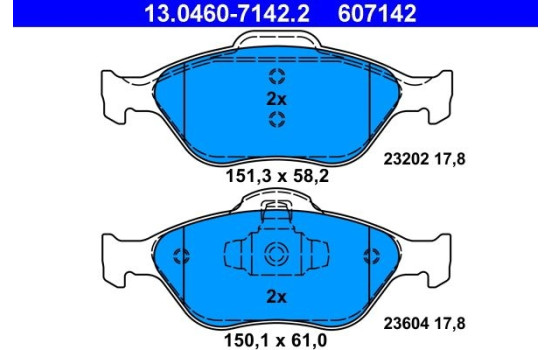 Bromsbeläggssats, skivbroms 13.0460-7142.2 ATE, bild 2