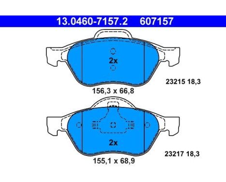 Bromsbeläggssats, skivbroms 13.0460-7157.2 ATE, bild 2