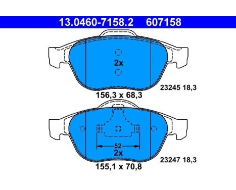 Bromsbeläggssats, skivbroms 13.0460-7158.2 ATE, bild 2