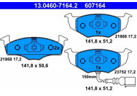 Bromsbeläggssats, skivbroms 13.0460-7164.2 ATE