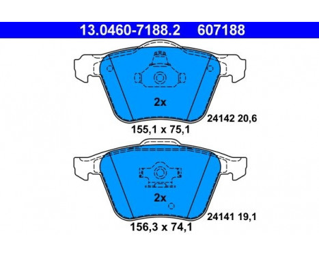Bromsbeläggssats, skivbroms 13.0460-7188.2 ATE, bild 2