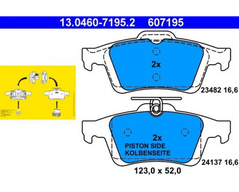 Bromsbeläggssats, skivbroms 13.0460-7195.2 ATE, bild 2