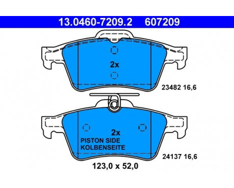 Bromsbeläggssats, skivbroms 13.0460-7209.2 ATE, bild 2
