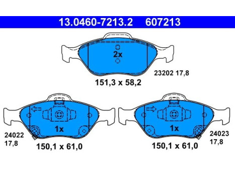 Bromsbeläggssats, skivbroms 13.0460-7213.2 ATE, bild 2