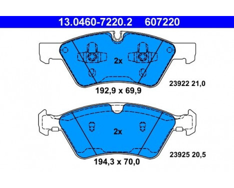 Bromsbeläggssats, skivbroms 13.0460-7220.2 ATE, bild 2