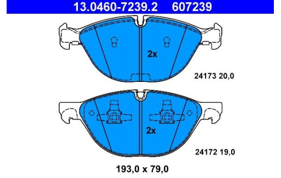 Bromsbeläggssats, skivbroms 13.0460-7239.2 ATE, bild 2