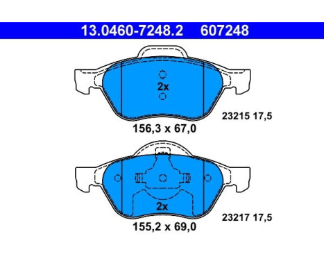 Bromsbeläggssats, skivbroms 13.0460-7248.2 ATE