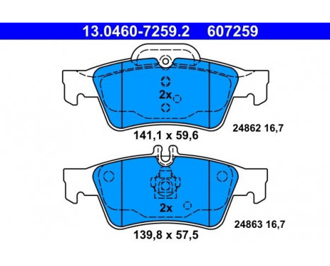 Bromsbeläggssats, skivbroms 13.0460-7259.2 ATE, bild 2