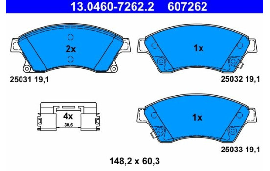 Bromsbeläggssats, skivbroms 13.0460-7262.2 ATE, bild 2