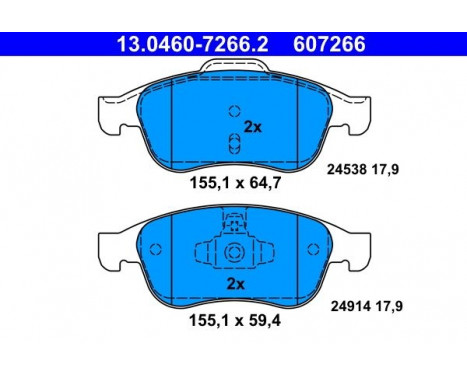 Bromsbeläggssats, skivbroms 13.0460-7266.2 ATE, bild 2
