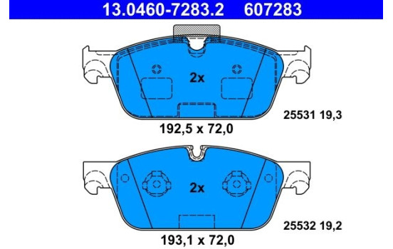 Bromsbeläggssats, skivbroms 13.0460-7283.2 ATE, bild 2