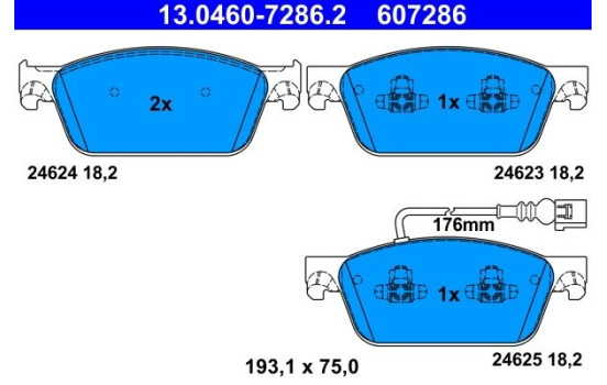 Bromsbeläggssats, skivbroms 13.0460-7286.2 ATE