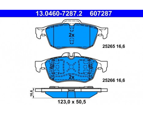 Bromsbeläggssats, skivbroms 13.0460-7287.2 ATE