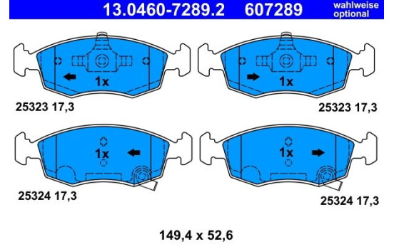 Bromsbeläggssats, skivbroms 13.0460-7289.2 ATE, bild 3