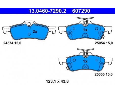 Bromsbeläggssats, skivbroms 13.0460-7290.2 ATE
