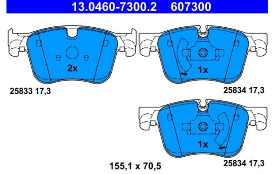 Bromsbeläggssats, skivbroms 13.0460-7300.2 ATE, bild 2