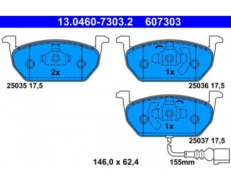 Bromsbeläggssats, skivbroms 13.0460-7303.2 ATE, bild 2