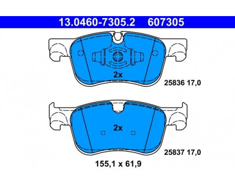 Bromsbeläggssats, skivbroms 13.0460-7305.2 ATE, bild 2