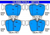 Bromsbeläggssats, skivbroms 13.0460-7316.2 ATE