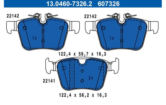 Bromsbeläggssats, skivbroms 13.0460-7326.2 ATE, bild 2