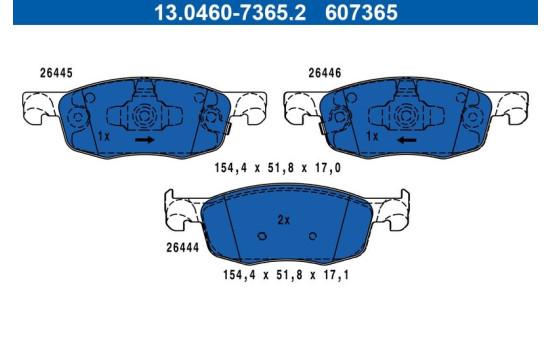 Bromsbeläggssats, skivbroms 13.0460-7365.2 ATE