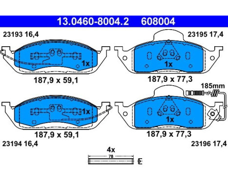 Bromsbeläggssats, skivbroms 13.0460-8004.2 ATE, bild 2