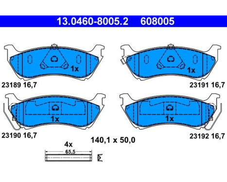 Bromsbeläggssats, skivbroms 13.0460-8005.2 ATE