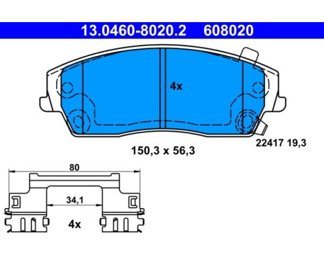Bromsbeläggssats, skivbroms 13.0460-8020.2 ATE