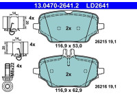Bromsbeläggssats, skivbroms 13.0470-2641.2 ATE
