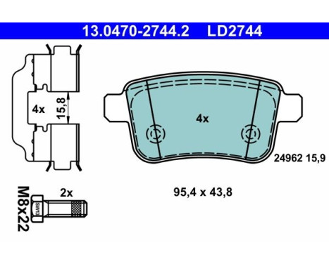Bromsbeläggssats, skivbroms 13.0470-2744.2 ATE