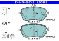 Bromsbeläggssats, skivbroms 13.0470-3883.2 ATE