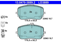 Bromsbeläggssats, skivbroms 13.0470-3889.2 ATE