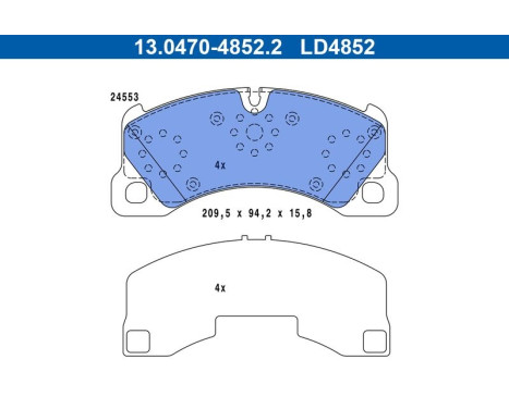 Bromsbeläggssats, skivbroms 13.0470-4852.2 ATE